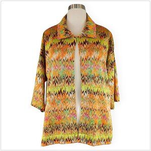 Grayse Kelly & Marie Gray St. John Colorful Zig Zag Knit Boxy Jacket Top NWT S